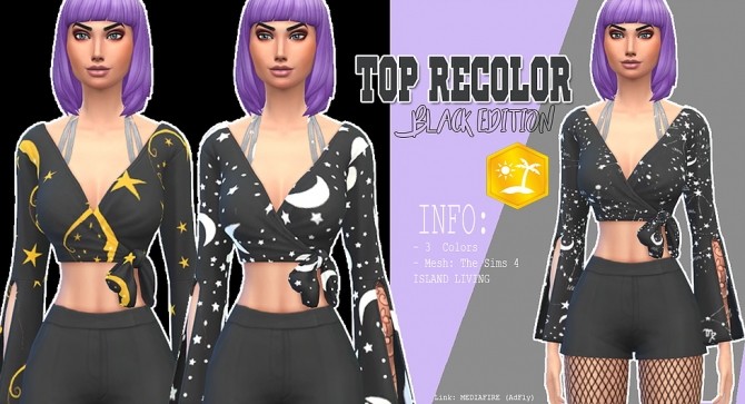 Sims 4 Top recolor black edition at Kass