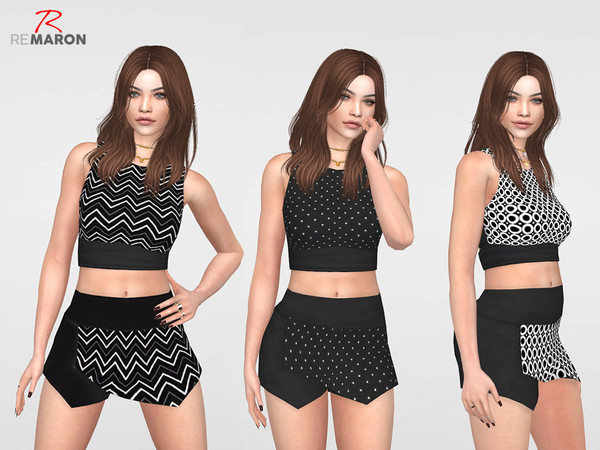 Sims 4 Cropped Geometric top by remaron at TSR