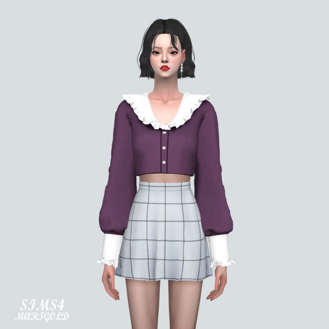 Sims 4 Frill Collar Flower Blouse at Marigold