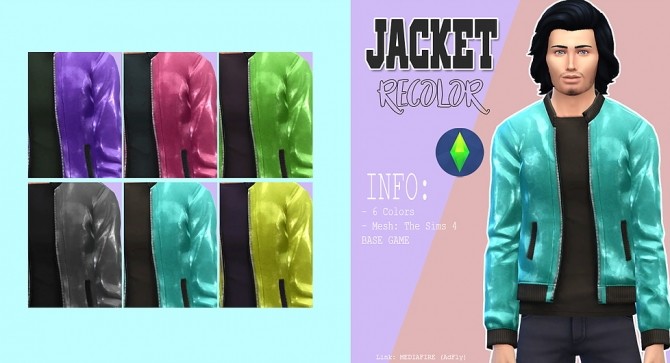 Sims 4 M jacket recolor at Kass