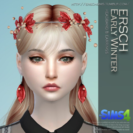 Early Winter Set: headband and earrings at ErSch Sims