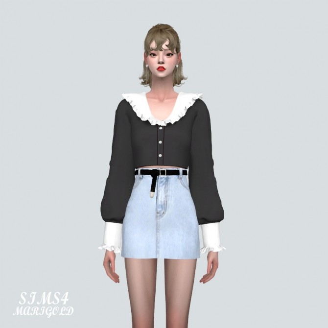Frill Collar Flower Blouse at Marigold » Sims 4 Updates