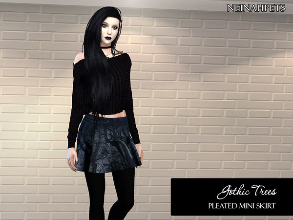 Sims 4 Gothic Trees Pleated Mini Skirt by neinahpets at TSR