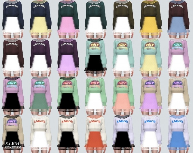 Sims 4 Dot See Through Collar Sweatshirt Mini Dress at Marigold