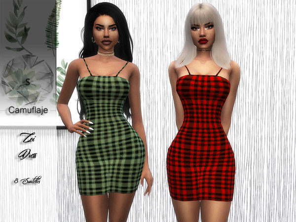 Sims 4 Zoe Dress by Camuflaje at TSR
