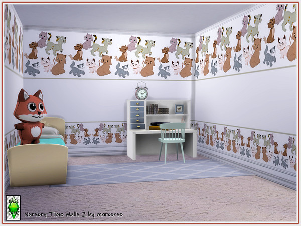 Sims 4 Nursery Time Walls by marcorse at TSR