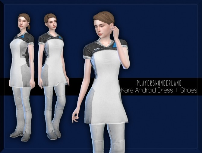Sims 4 Kara Android Dress + Shoes at PW’s Creations
