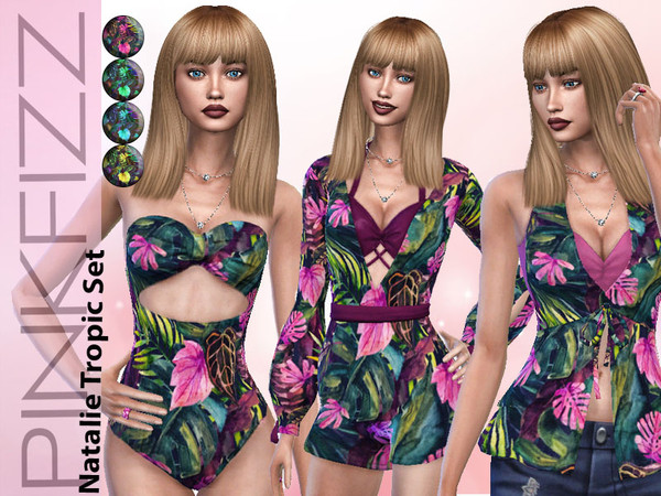 Sims 4 Natalie tropical Set by Pinkfizzzzz at TSR