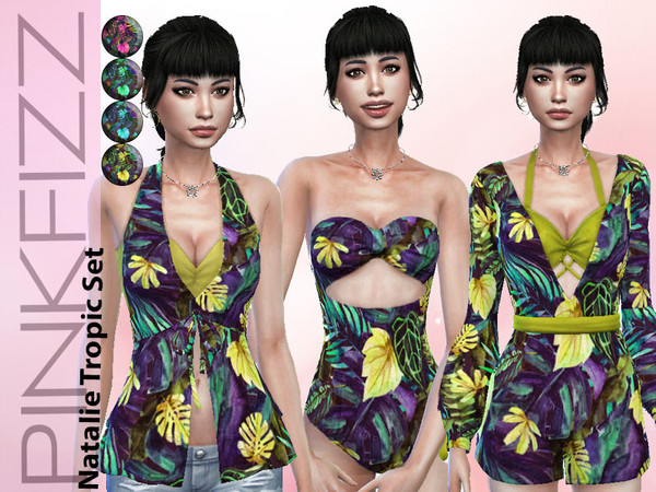 Sims 4 Natalie tropical Set by Pinkfizzzzz at TSR