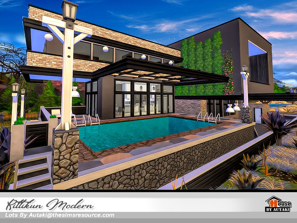 Sims 4 Kittikun Modern house by autaki at TSR