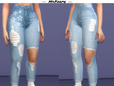High-waisted Ripped Jeans by MsBeary at TSR » Sims 4 Updates