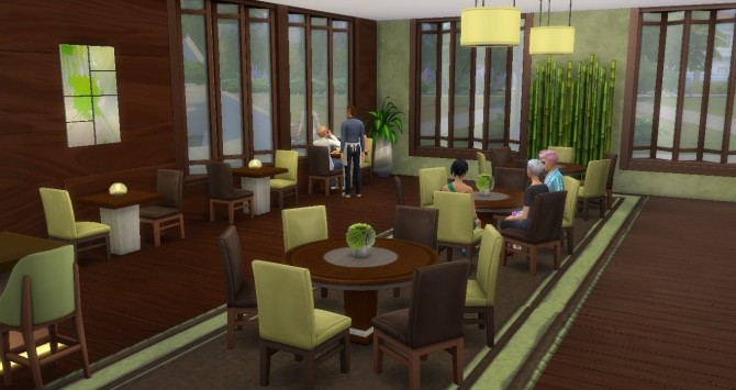 Sims 4 Green corner restaurant by Samasita at L’UniverSims