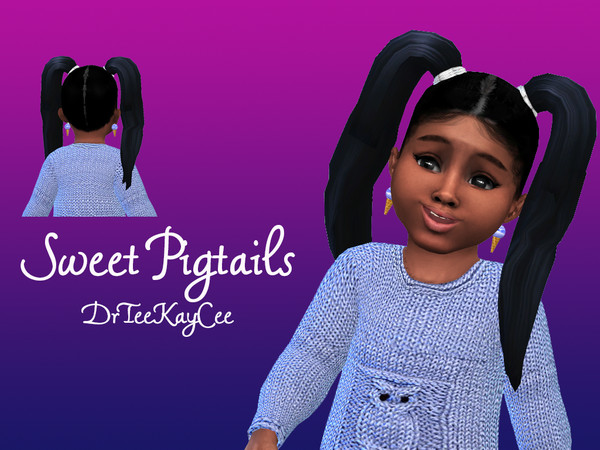 Sims 4 Sweet Pigtails hair by drteekaycee at TSR