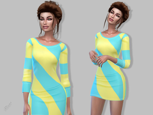 Sims 4 Color Block Dress by pizazz at TSR