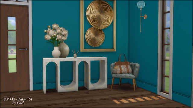 Sims 4 January Hallway: console, chair, bag & vases at DOMICILE Design TS4