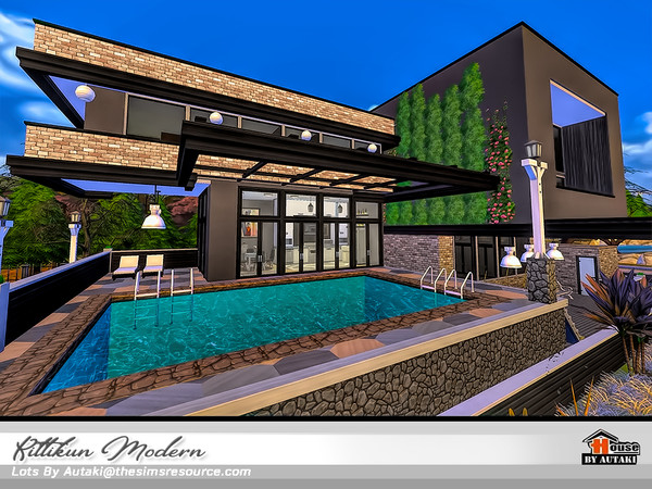 Sims 4 Kittikun Modern house by autaki at TSR