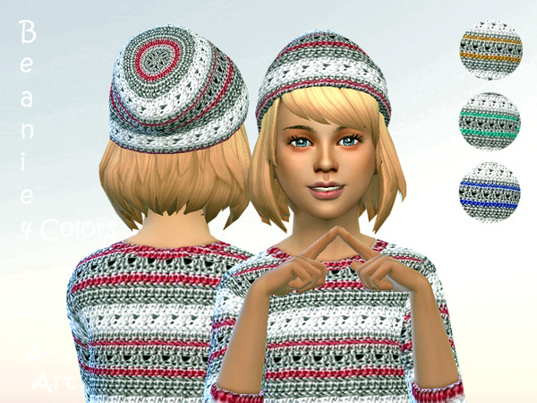 Sims 4 Colorful crochet sweater with beanie by Zuckerschnute20 at TSR