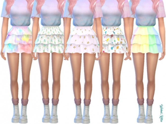 Sims 4 Pastel Frilly Skirts by Wicked Kittie at TSR