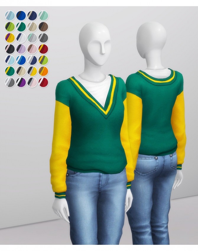 Sims 4 V neck Sweater with T shirt at Rusty Nail