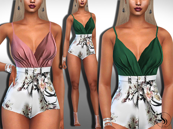 Sims 4 Female Floral Short Outfits by Saliwa at TSR