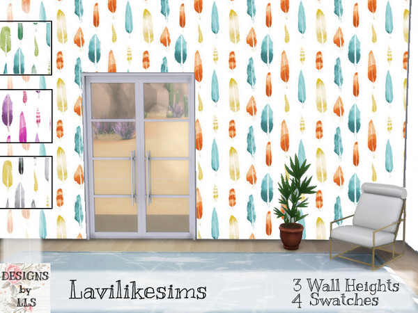 Sims 4 Colourful Plumes wallpaper by lavilikesims at TSR