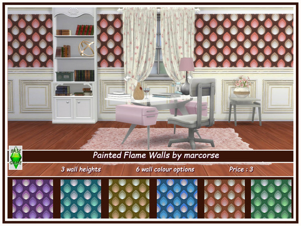 Sims 4 Painted Flame Walls by marcorse at TSR