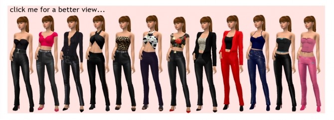 Sims 4 BG LEATHER PANTS & TOP at Sims4Sue