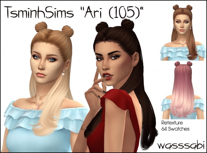 Sims 4 TsminhSims Ari Hair 105 recolors at Wasssabi Sims