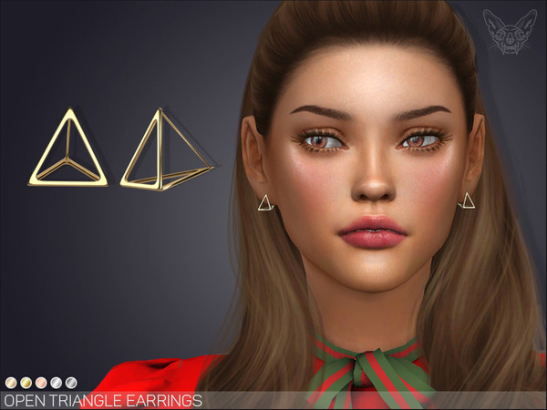 Sims 4 Open Triangle Earrings by feyona at TSR