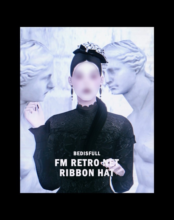 Sims 4 FM retro net ribbon hat at Bedisfull – iridescent