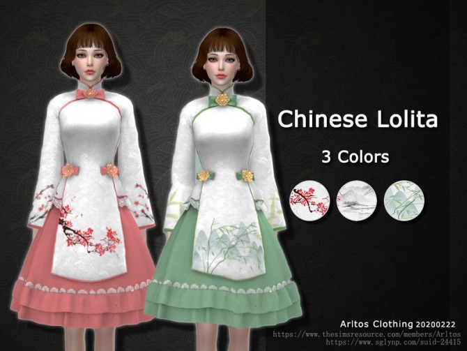 Sims 4 Chinese Lolita dress by Arltos at TSR