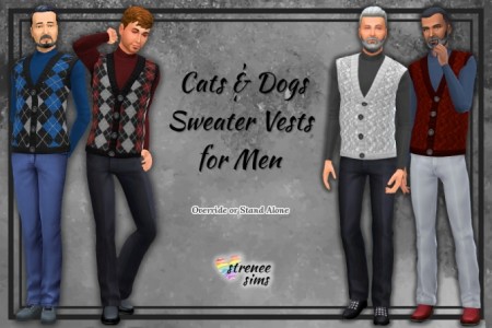 Cats & Dogs Men’s Sweater Vests at Strenee Sims