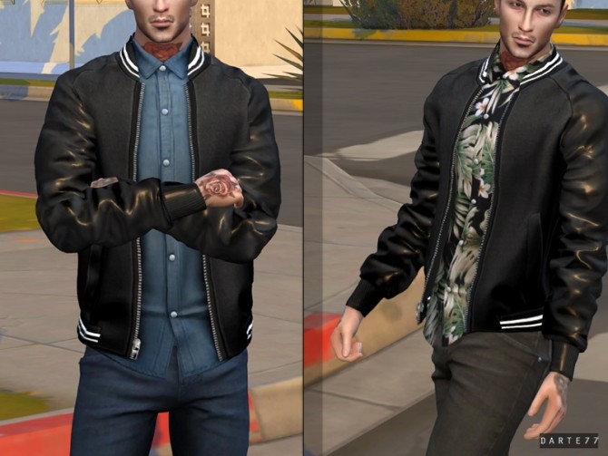 Bomber Jacket with Leather Sleeves at Darte77 » Sims 4 Updates