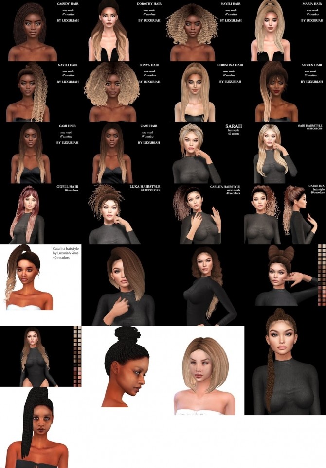 Sims 4 Fixed hairstyles no shadows on face   BIG PACKAGE at Luxuriah Sims