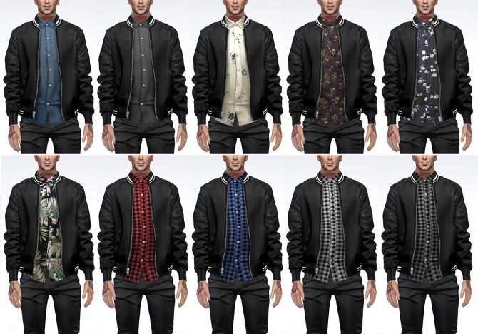 Sims 4 Bomber Jacket with Leather Sleeves at Darte77