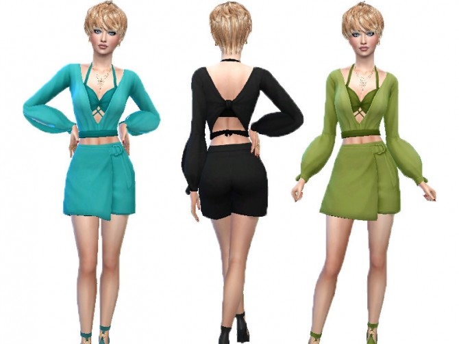 Sims 4 T55 short skirt outfit by TrudieOpp at TSR