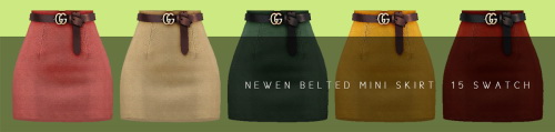 Sims 4 Frill Collar Blouse + Belted Mini Skirt + Shirring Dress at NEWEN
