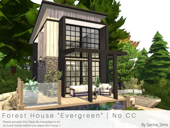 Sims 4 Forest House Evergreen No CC by Sarina Sims at TSR
