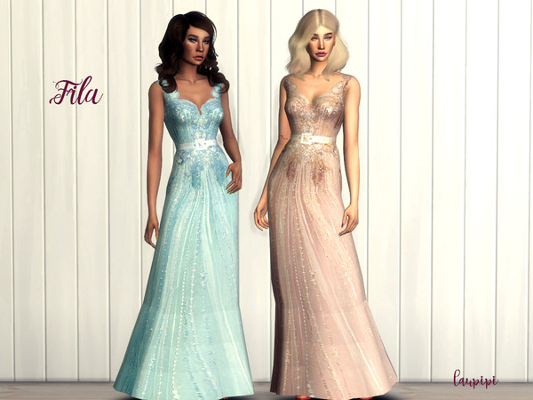 Sims 4 Fila embellished dress by laupipi at TSR