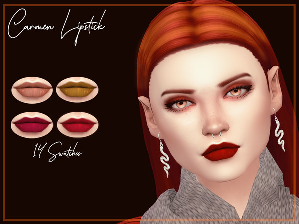 Sims 4 Carmen Lipstick by Reevaly at TSR
