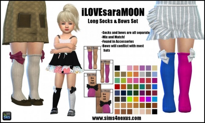 Sims 4 Socks & Bows Set by SamanthaGump at Sims 4 Nexus