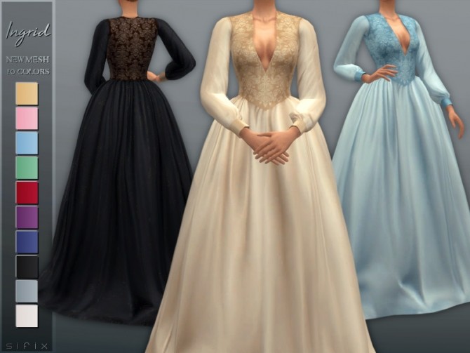 Sims 4 Ingrid Dress by Sifix at TSR
