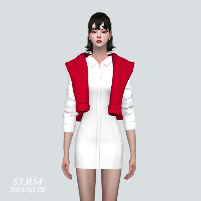 Sims 4 Shoulder Sweater With Mini Dress at Marigold