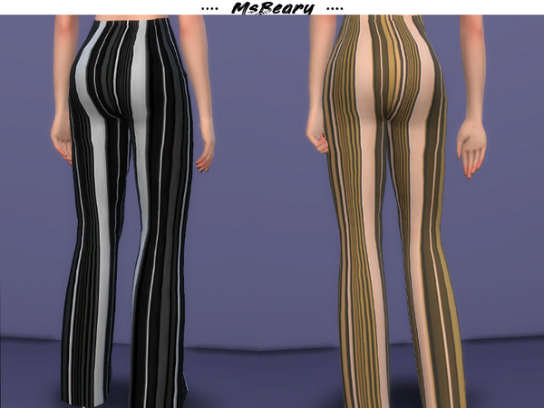 Sims 4 Striped Wide Pants by MsBeary at TSR