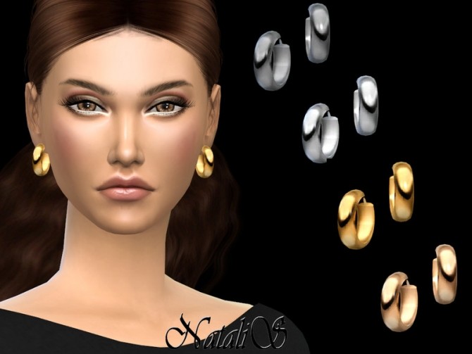 Sims 4 Flat hoop earrings by NataliS at TSR