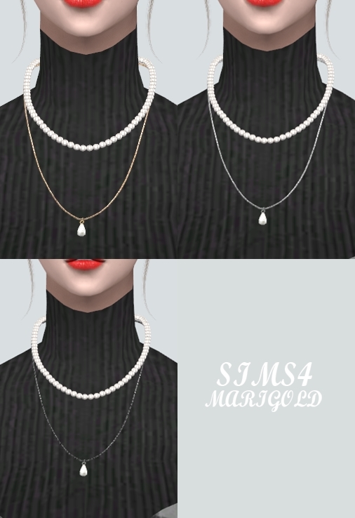 Sims 4 Pearl Layered Necklace at Marigold
