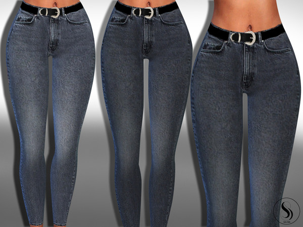 Sims 4 Female Softer Colour Smokey Jeans With Belt by Saliwa at TSR