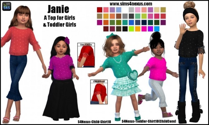 Sims 4 Janie top for girls by SamanthaGump at Sims 4 Nexus