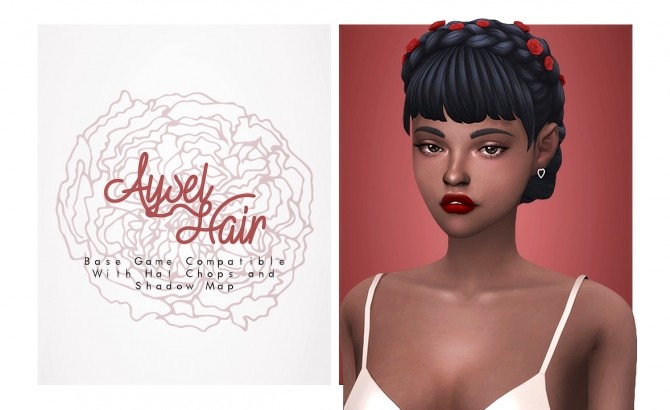 Sims 4 Aysel braided hair with flowers and a big bun back at Isjao