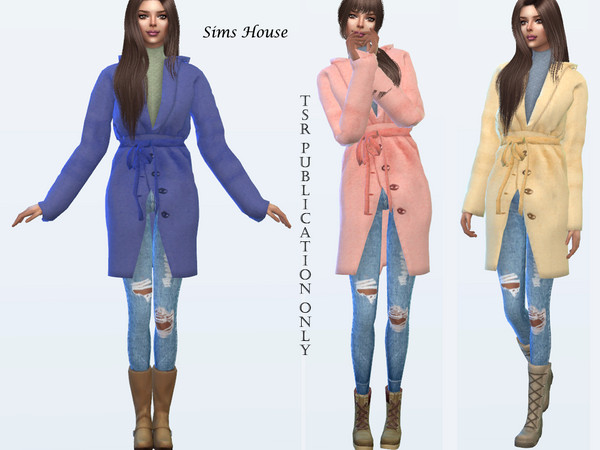 Sims 4 Womens short coat with a hood by Sims House at TSR